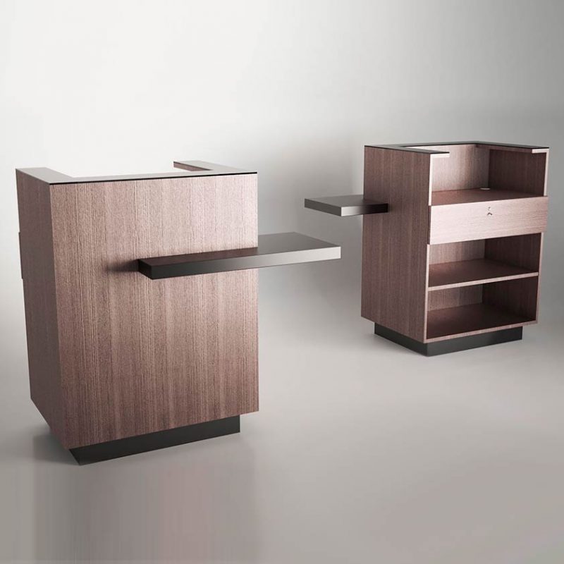 gamma bross france polaris salon emotion reception desk caisse avec socle etagere pmr 02 800x800 - Reception Desk