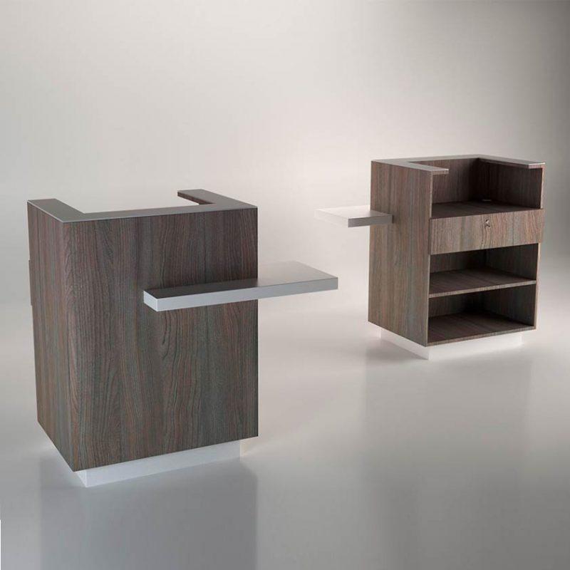 gamma bross france polaris salon emotion reception desk caisse avec socle etagere wood 03 800x800 - Reception Desk