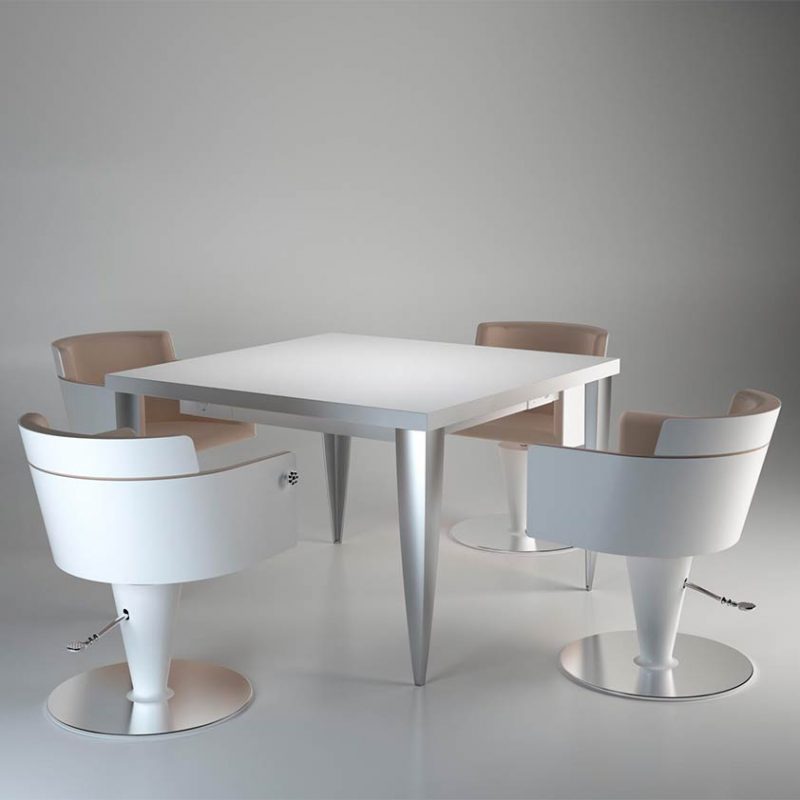 gamma bross france polaris salon emotion color lounge table carree technique avec pieds aluminium 4 places 01 800x800 - Color Lounge (carré)