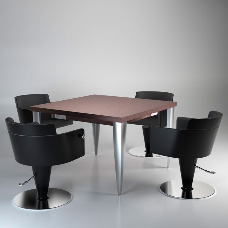 gamma bross france polaris salon emotion color lounge table carree technique avec pieds aluminium 4 places 02 800x800 - Color Lounge (carré)