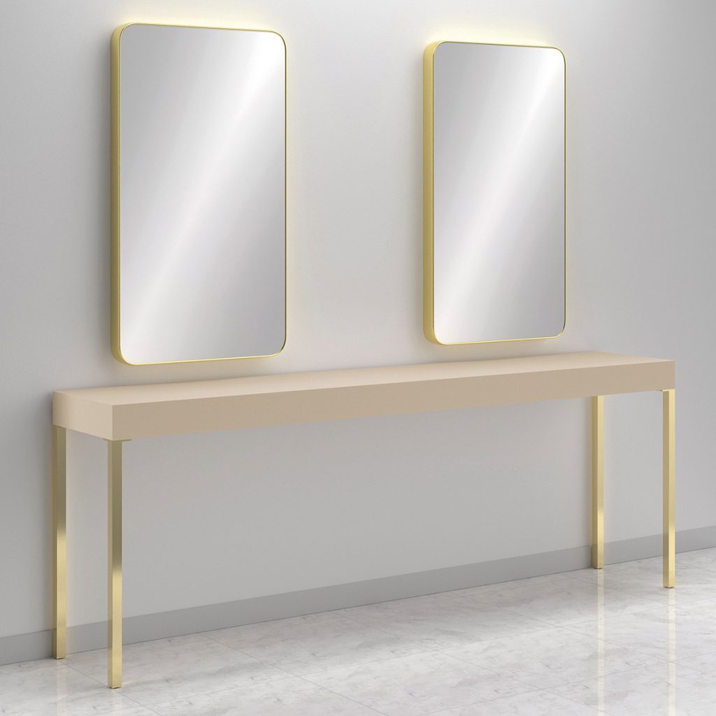 Miroir salon coiffure : L'élément clé pour un espace coiffure réussi consolle coiffure carre 2p sahara dore 1024x1024 - Miroir salon coiffure : L'élément clé pour un espace coiffure réussi